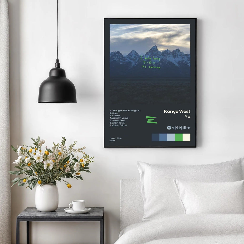 Kanye West Ye Tracklist Wall Art Print album cover poster print wall art decor