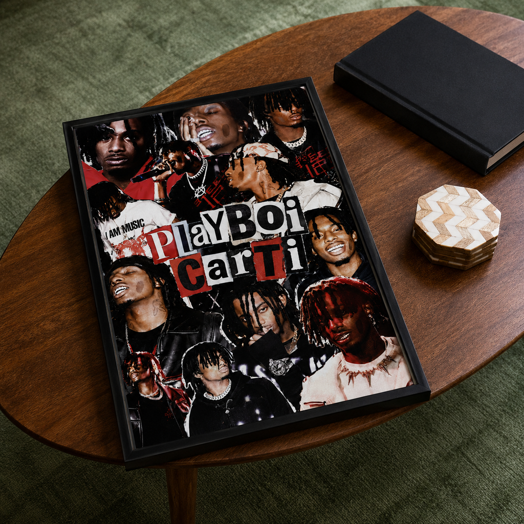 Playboi Carti Red Black Collage  | Unframed Bedroom Wall Art album cover poster print wall art decor