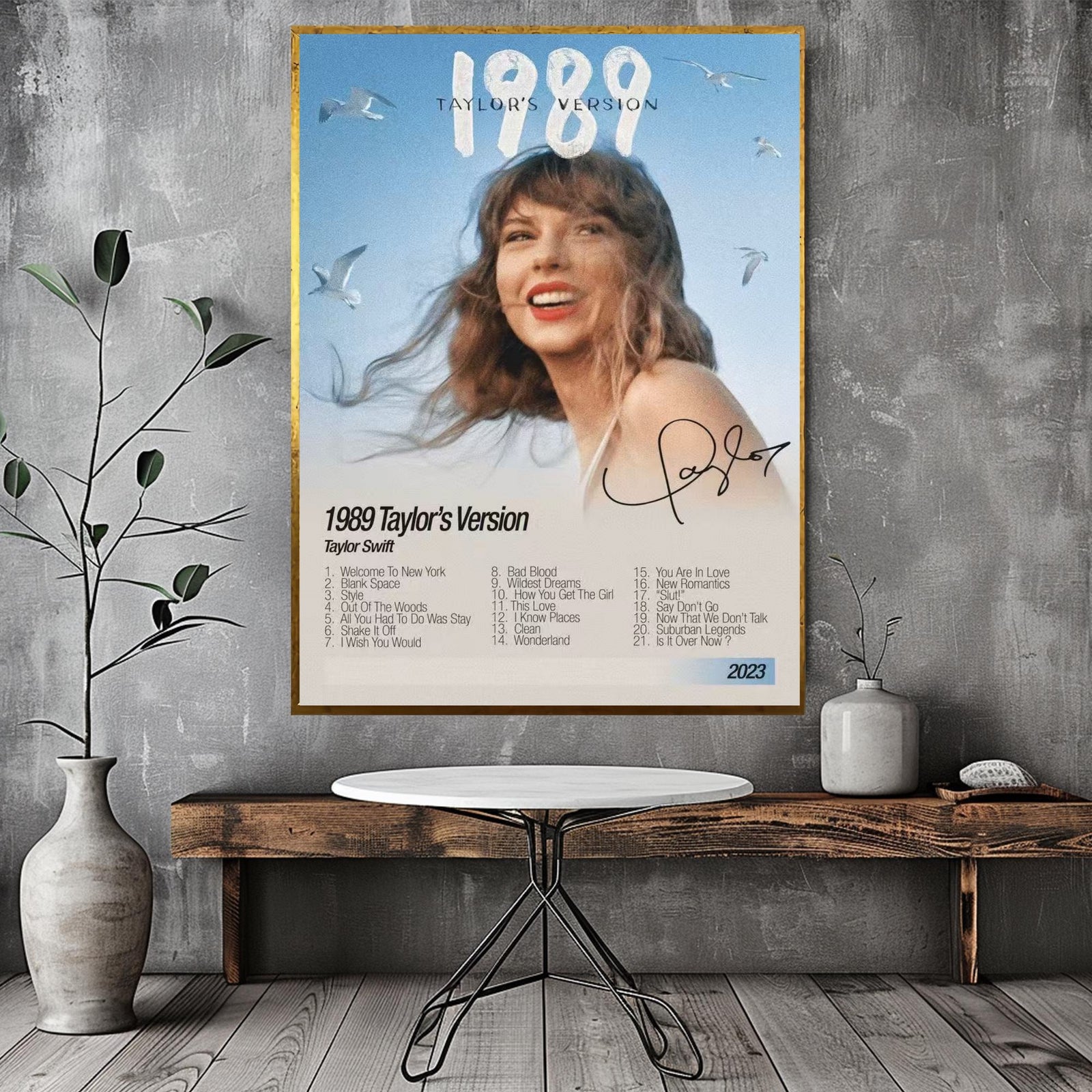 Taylor Swift 1989 (Taylors Version)  | Blue Sky Aesthetic Tracklist Art Print | Music Wall Decor for Swifties album cover poster print wall art decor