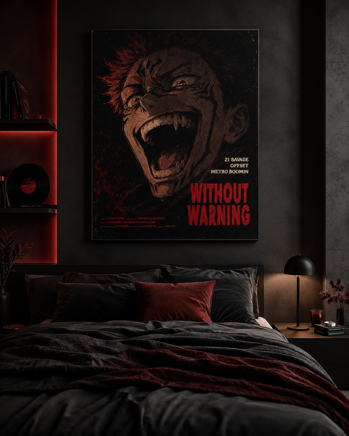 Ryomen Sukuna x Without Warning | Dark Anime-Inspired Unframed album cover poster print wall art decor
