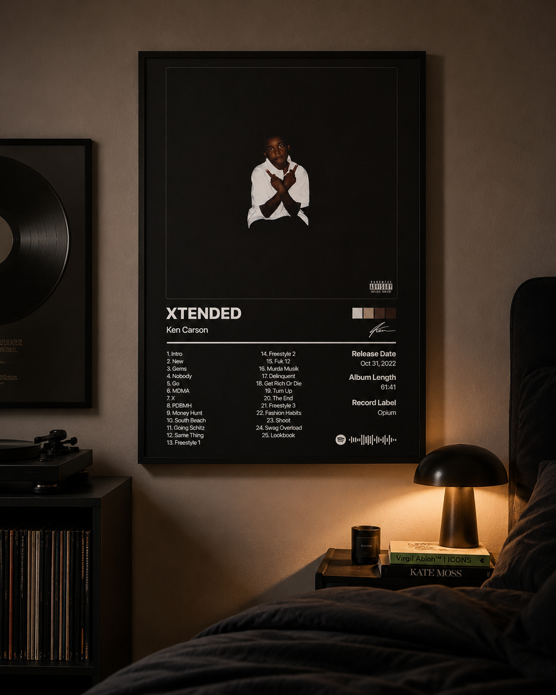 Ken Carson XTENDED Tracklist Poster | Unframed Bedroom Wall Art