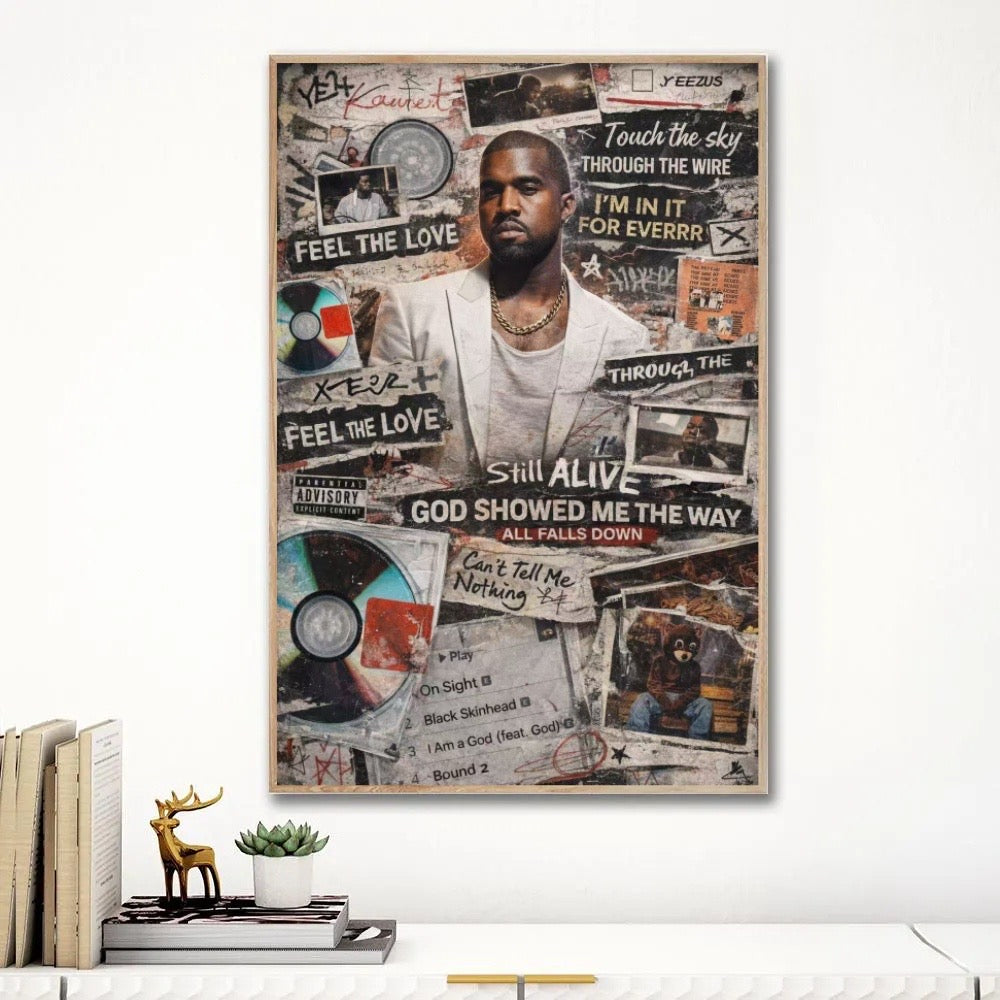 Kanye West Discography Collage album cover poster print wall art decor