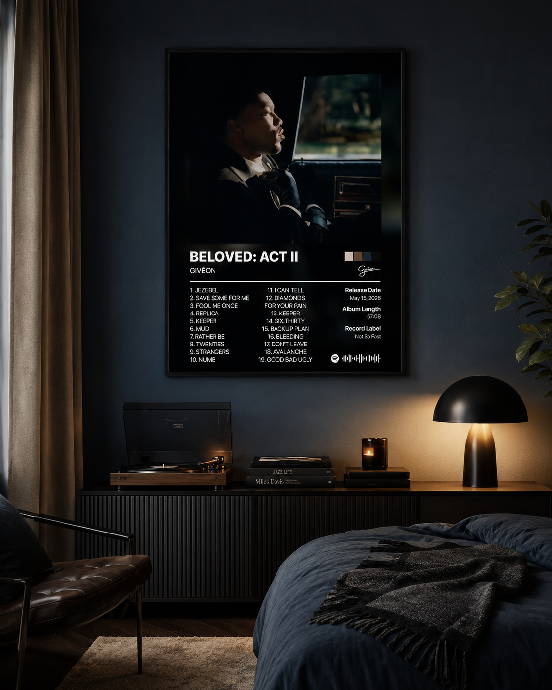 GIVĒON BELOVED: ACT II Tracklist | Unframed Bedroom album cover poster print wall art decor