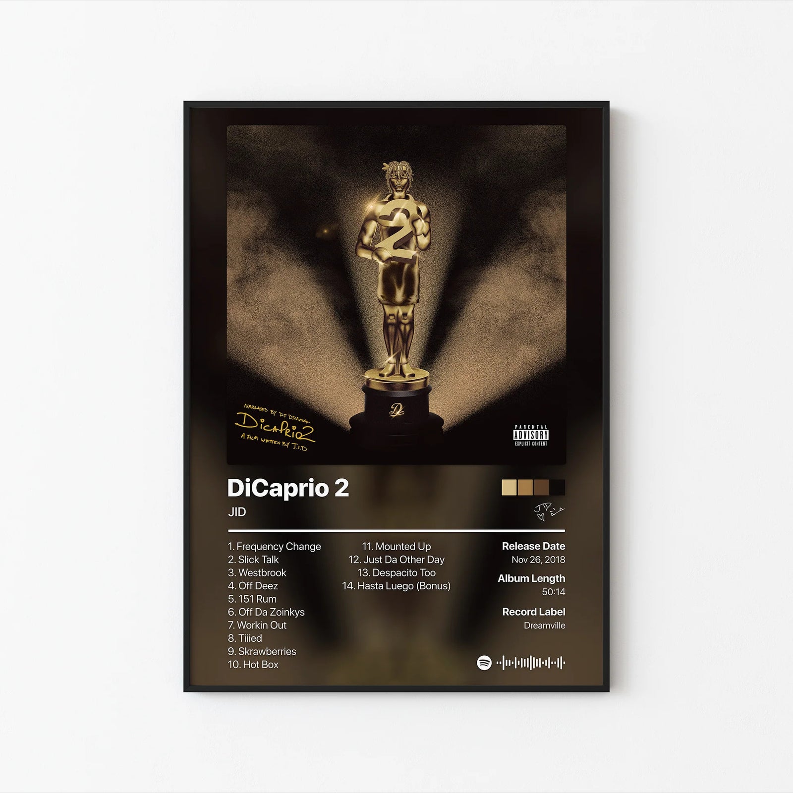 JID DiCaprio 2 Tracklist | Unframed Bedroom album cover poster print wall art decor