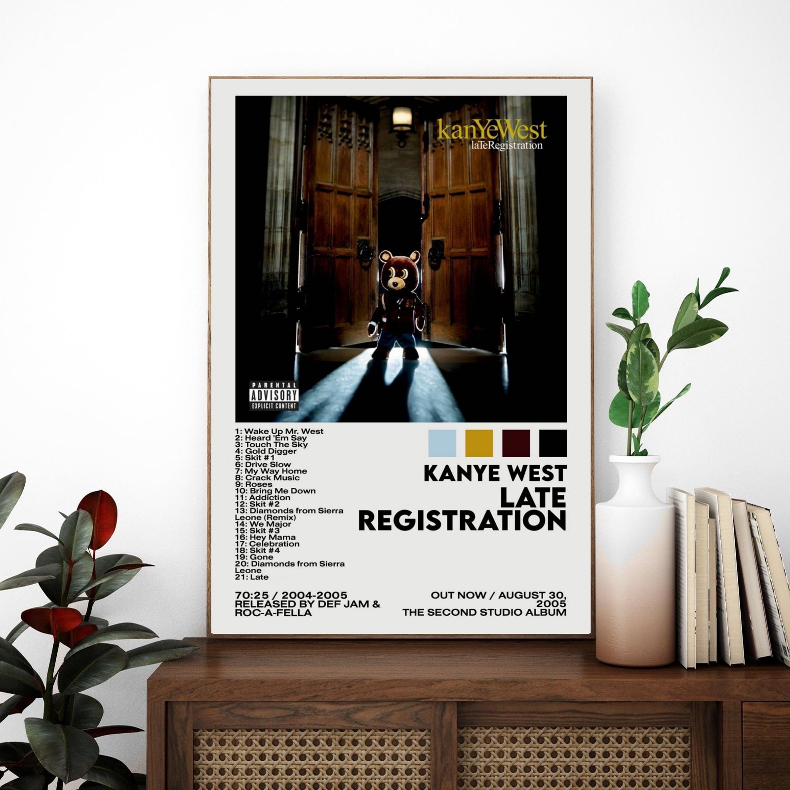 Kanye West Late Registration Tracklist album cover poster print wall art decor