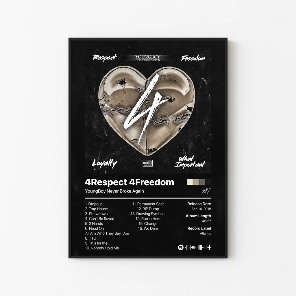 YoungBoy Never Broke Again 4Respect 4Freedom Tracklist  | Unframed Bedroom Wall Art album cover poster print wall art decor