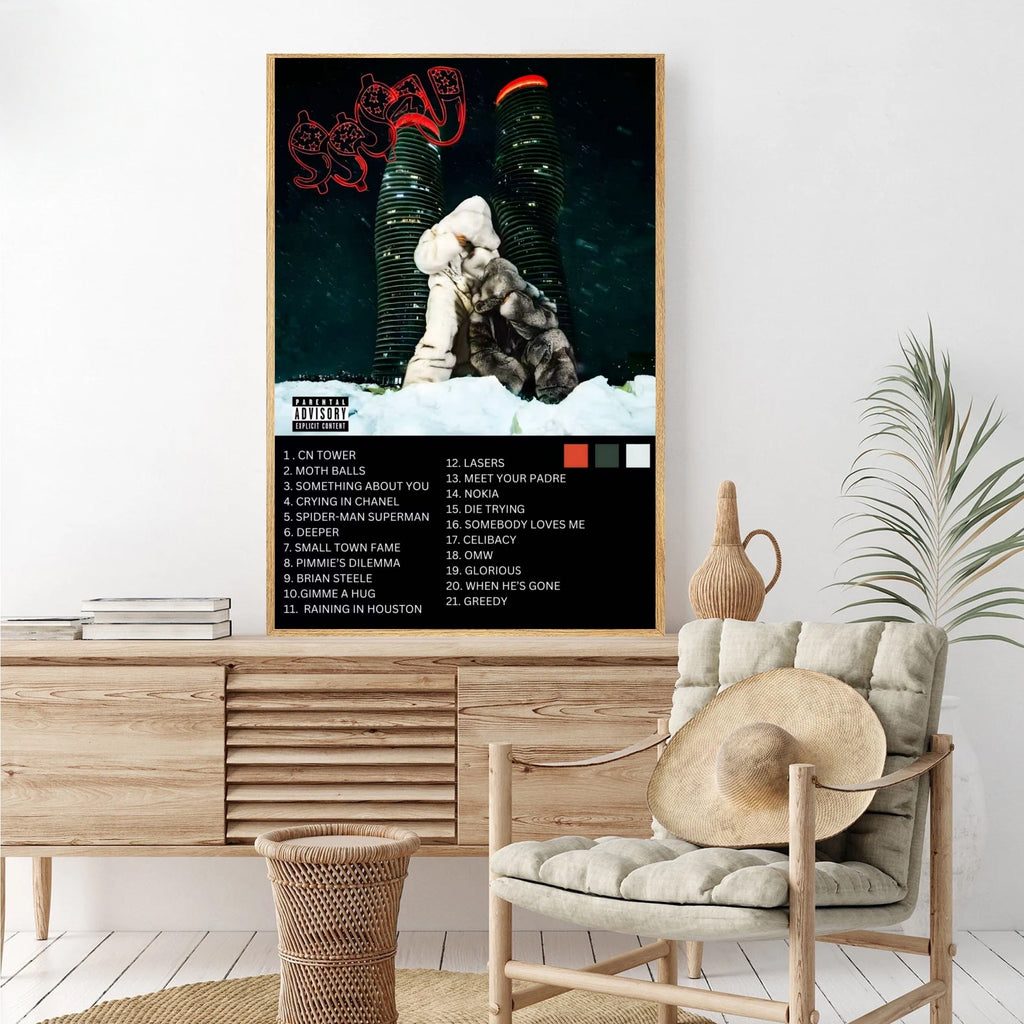 Drake Scary Hours 3 Winter Tower Scene album cover poster print wall art decor