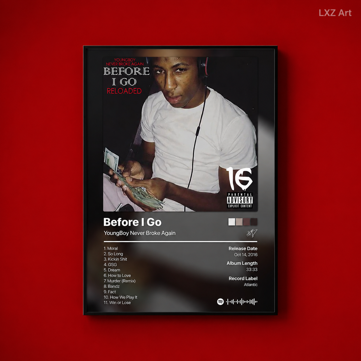 YoungBoy Never Broke Again Before I Go Tracklist Poster | Unframed Bedroom Wall Art