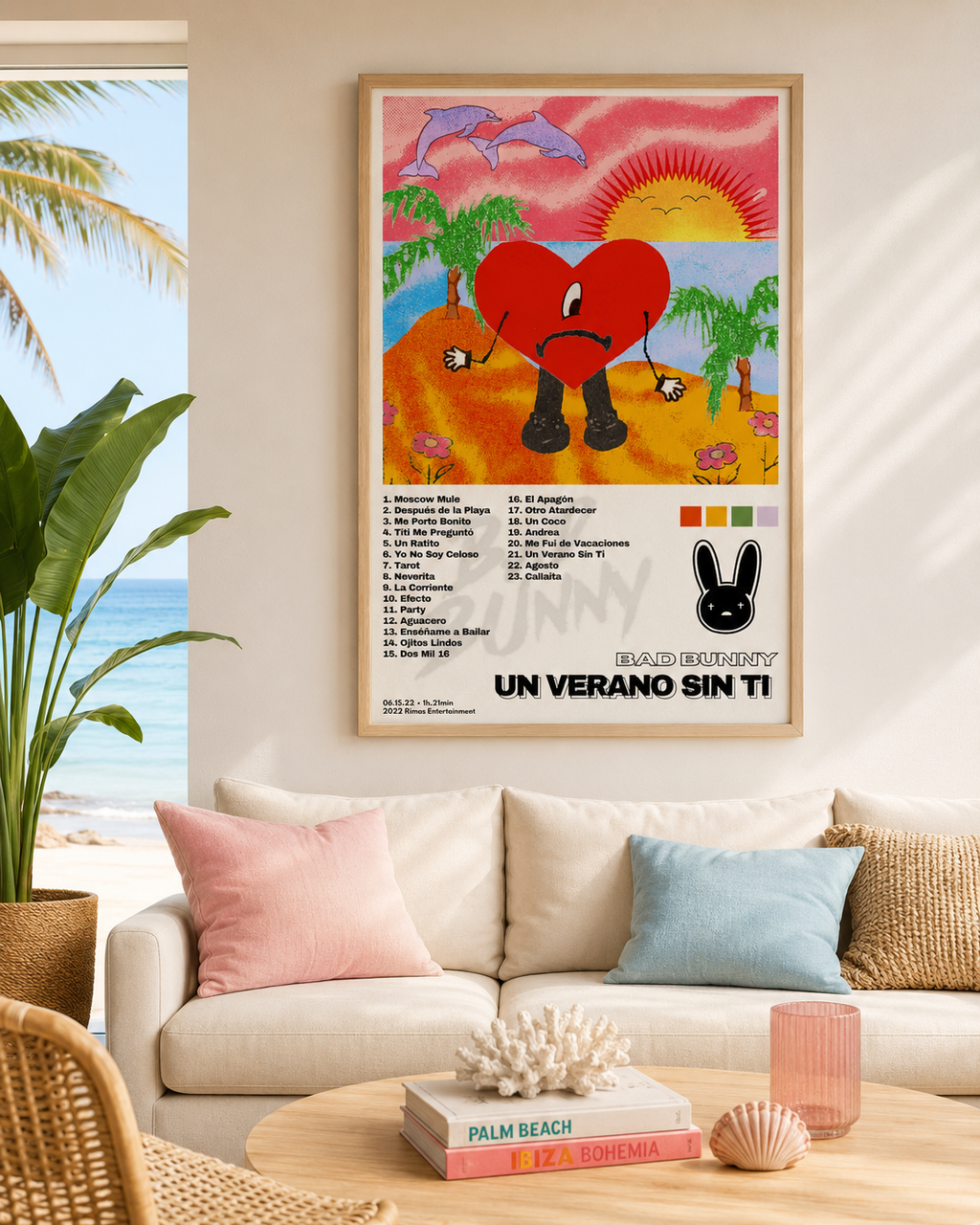 Bad Bunny Un Verano Sin Ti Tracklist  | Unframed Bedroom Wall Art album cover poster print wall art decor