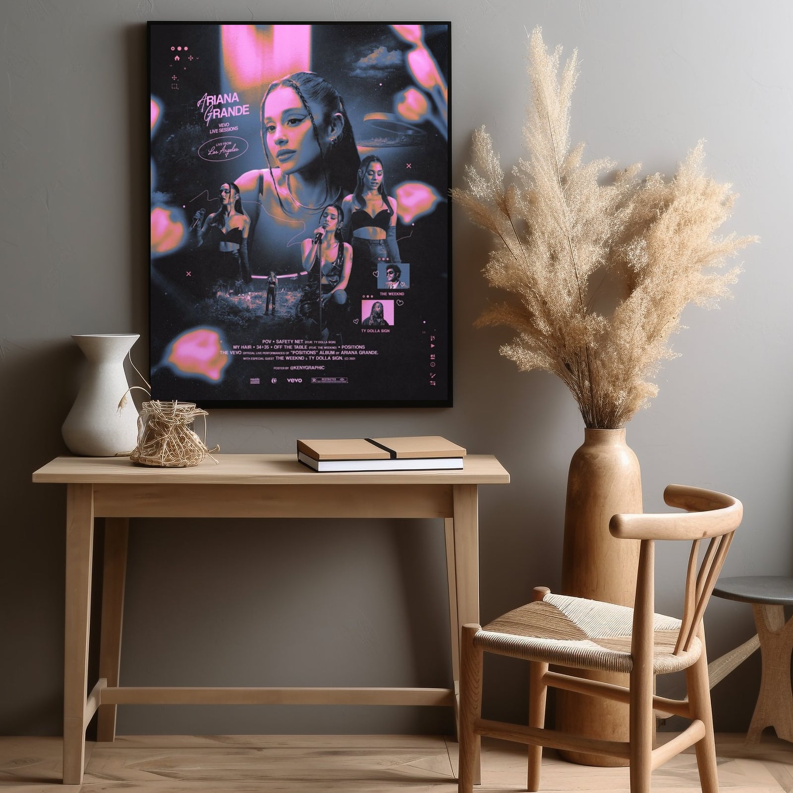 Ariana Grande Neon Concert Promotion album cover poster print wall art decor