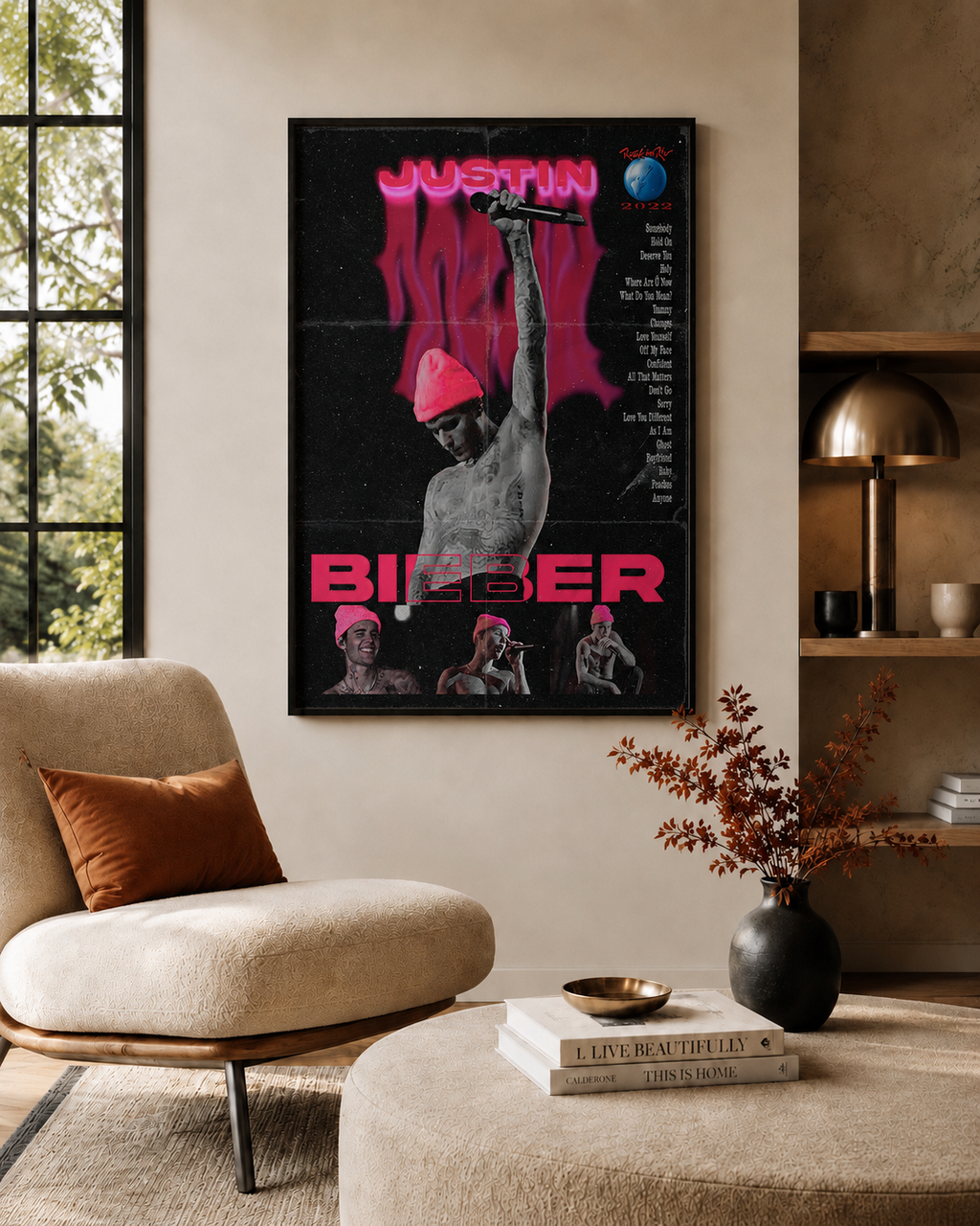 Justin Bieber Wall Art Print - Premium Canvas , Music Fan Decor album cover poster print wall art decor