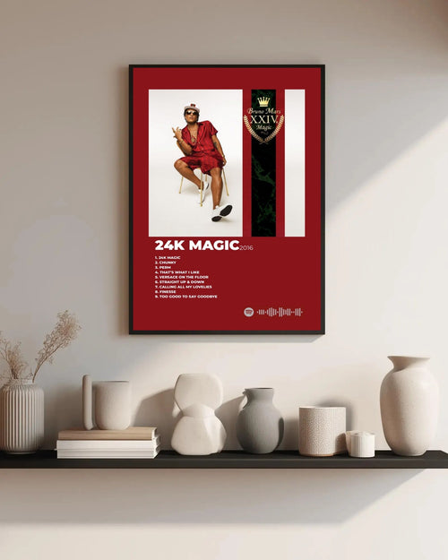 Bruno Mars 24K Magic Tracklist album cover poster print wall art decor