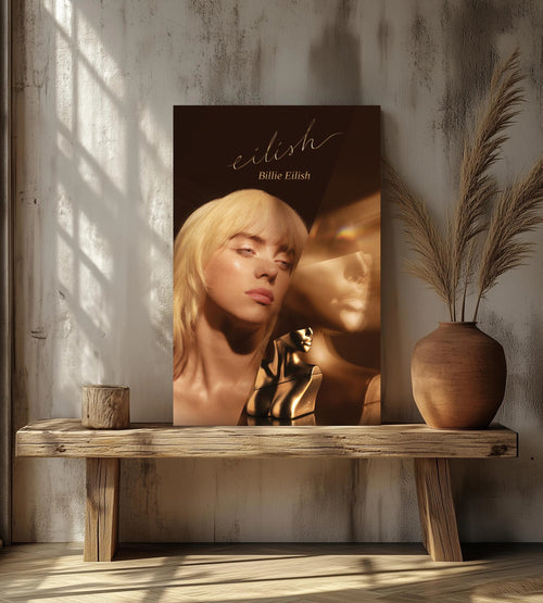 Billie Eilish Golden Aesthetic Music  Premium Non-woven album cover poster print wall art decor