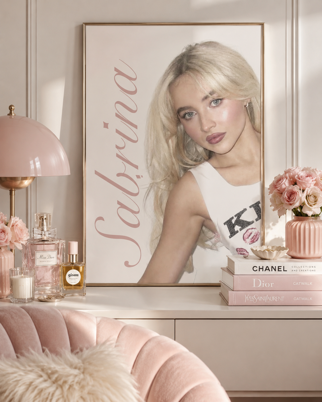 사브리나 카펜터 화이트 인물 포스터 | 미프레임 침실 벽 장식