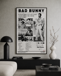 Bad Bunny Black and White Collage Poster | Unframed Bedroom Wall Art