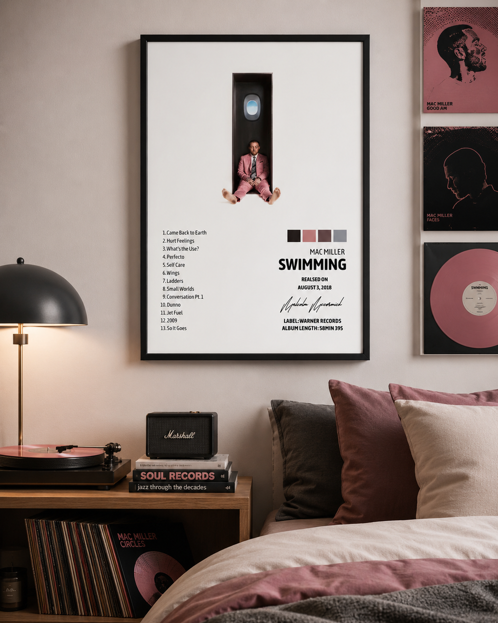 Mac Miller Swimming Tracklist  | Unframed Bedroom Wall Art album cover poster print wall art decor