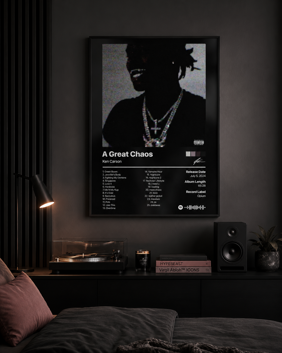 Ken Carson A Great Chaos Tracklist Poster | Unframed Bedroom Wall Art