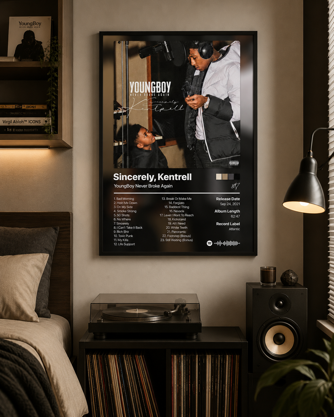 YoungBoy Never Broke Again Sincerely Kentrell Tracklist Poster | Unframed Bedroom Wall Art