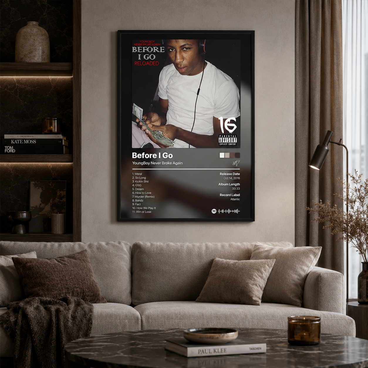 YoungBoy Never Broke Again Before I Go Tracklist Poster | Unframed Bedroom Wall Art