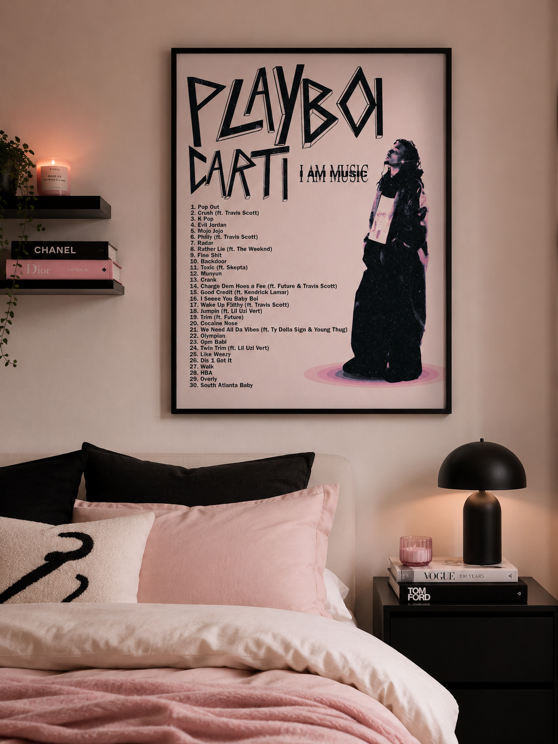 Playboi Carti I AM MUSIC Tracklist | Unframed Bedroom album cover poster print wall art decor