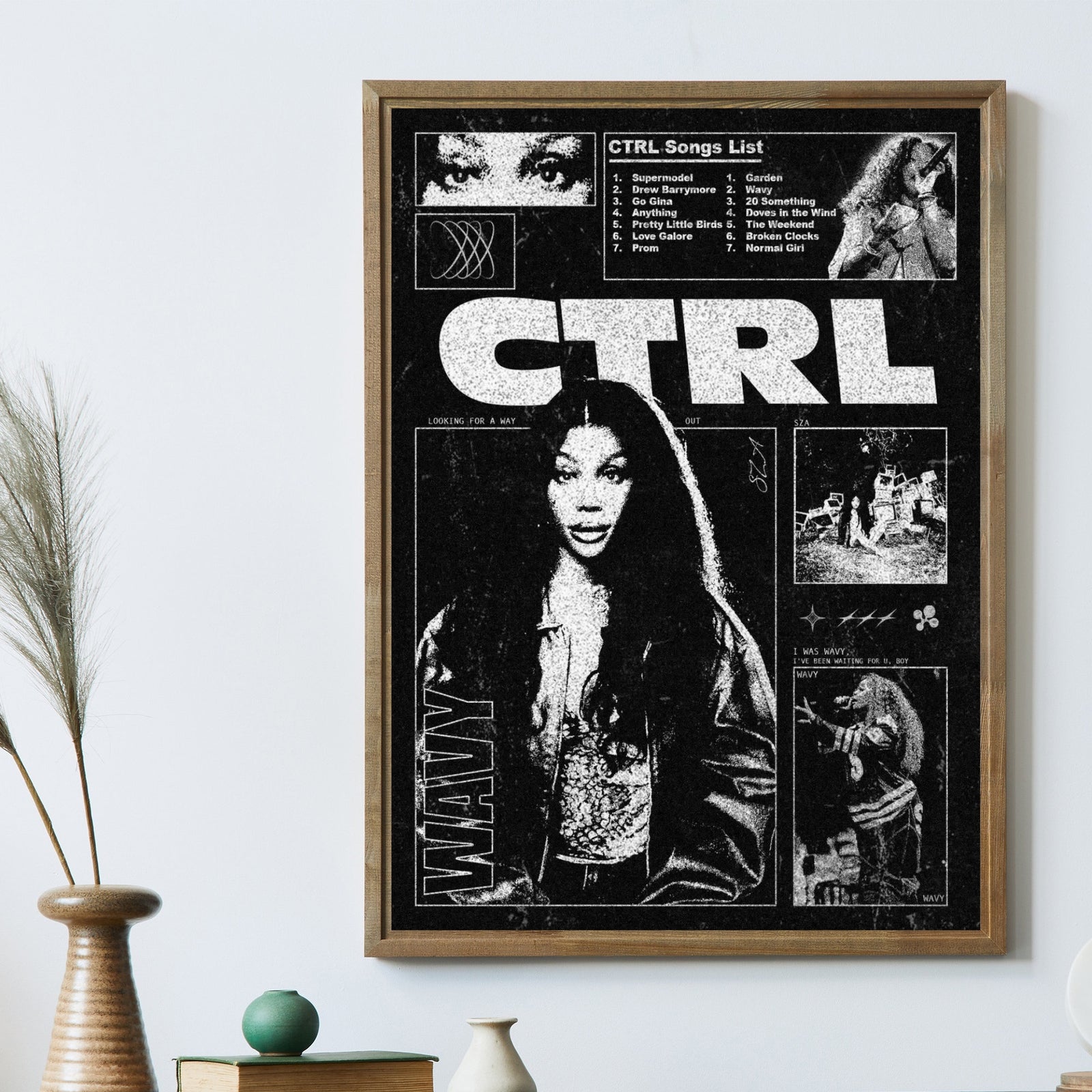 SZA CTRL Black and White Vintage Collage album cover poster print wall art decor