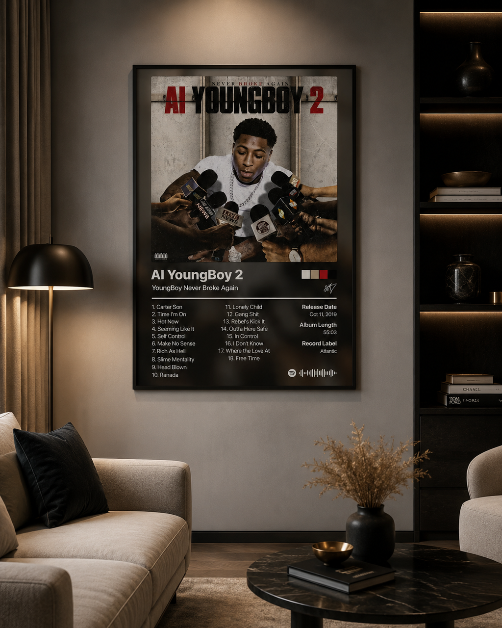 YoungBoy Never Broke Again AI YoungBoy 2 Tracklist  | Unframed Bedroom Wall Art album cover poster print wall art decor