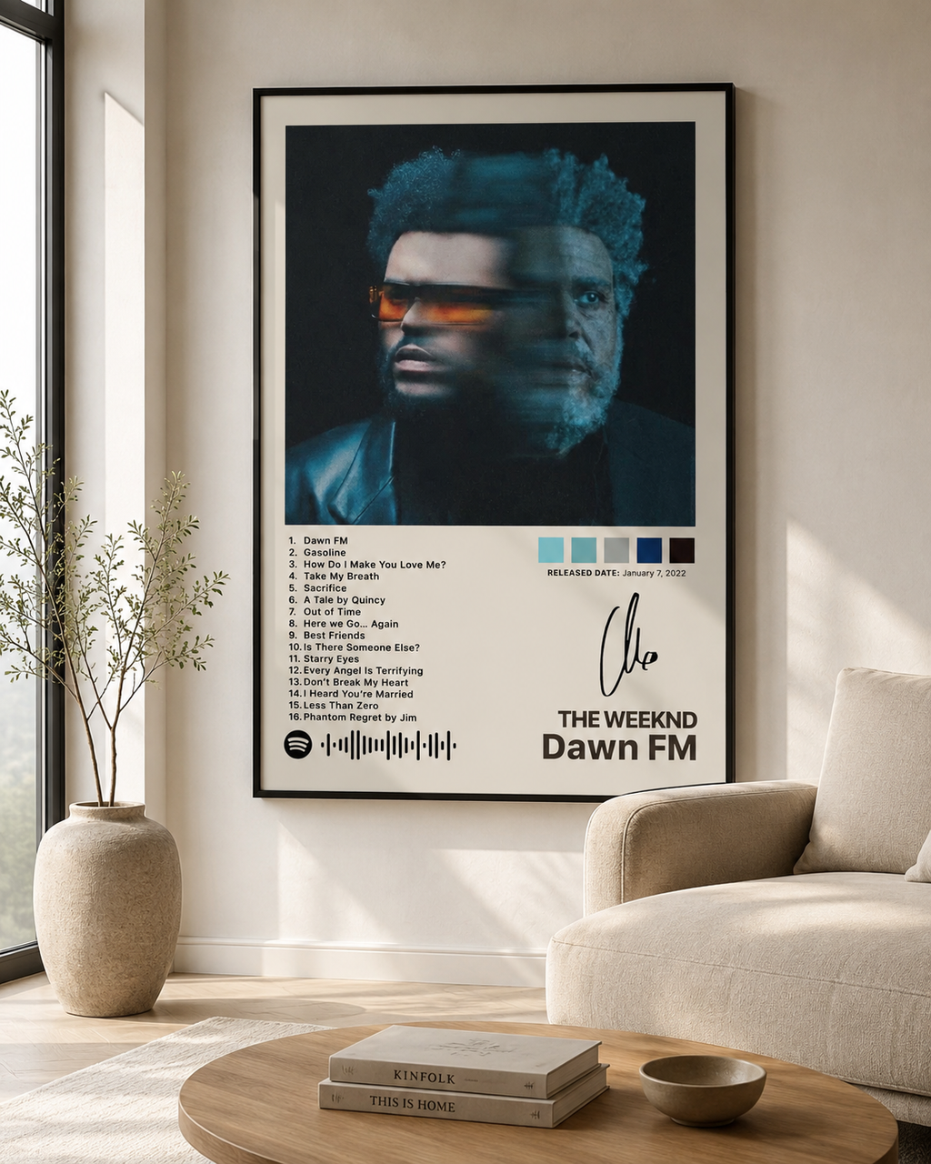 The Weeknd Dawn FM Tracklist Wall Art Print - Premium Canvas , Music  Decor album cover poster print wall art decor