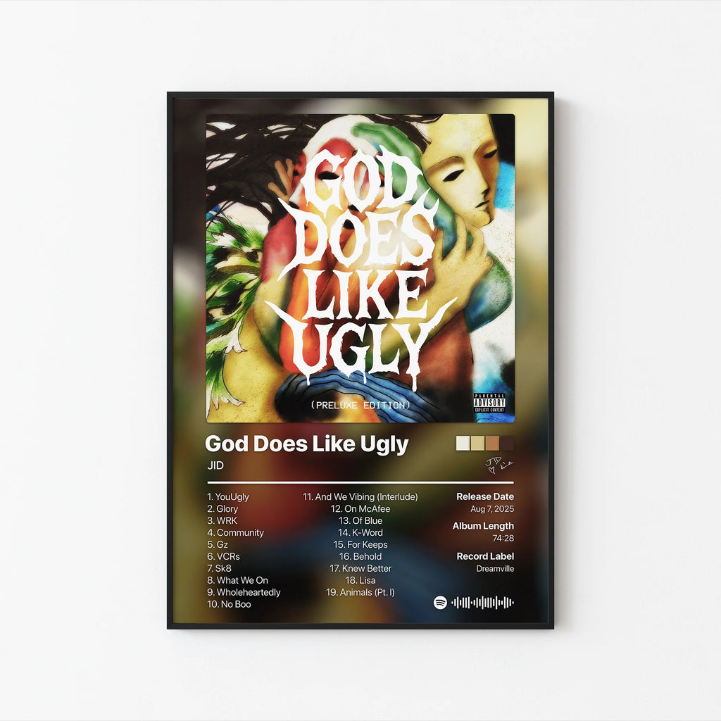 JID God Does Like Ugly Prelude Edition Tracklist  | Unframed Bedroom Wall Art album cover poster print wall art decor