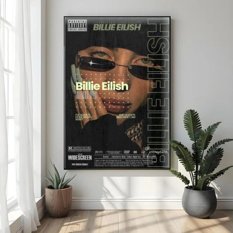 Billie Eilish Widescreen Aesthetic Vintage Art album cover poster print wall art decor