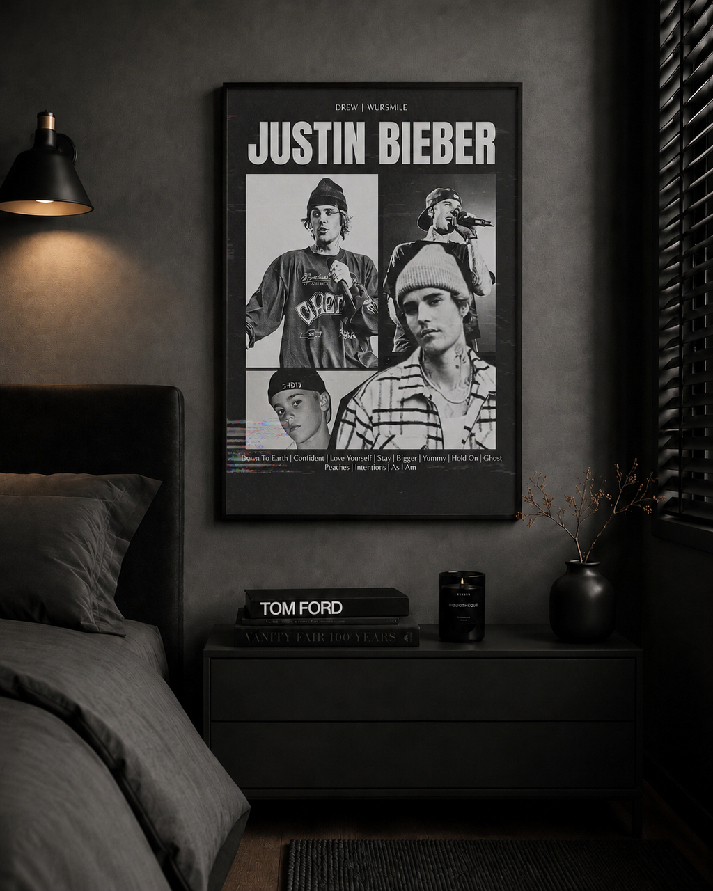 Justin Bieber Vintage Collage Wall Art Print - Premium Canvas , Music Fan Decor album cover poster print wall art decor