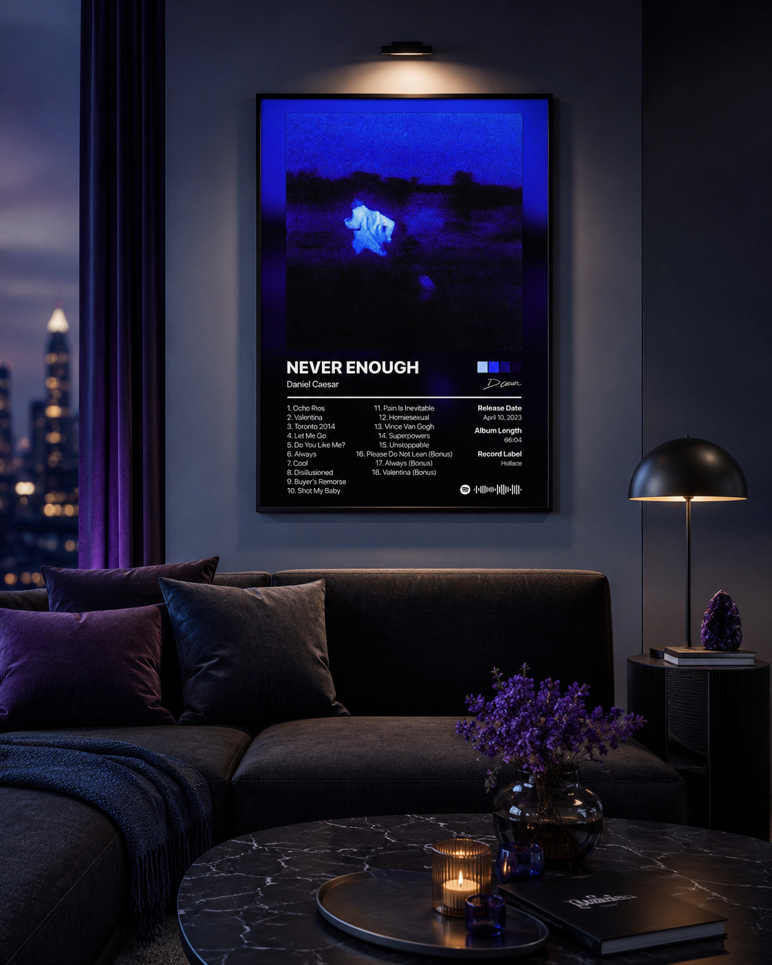 Daniel Caesar Never Enough Tracklist Poster | Unframed Bedroom Wall Art