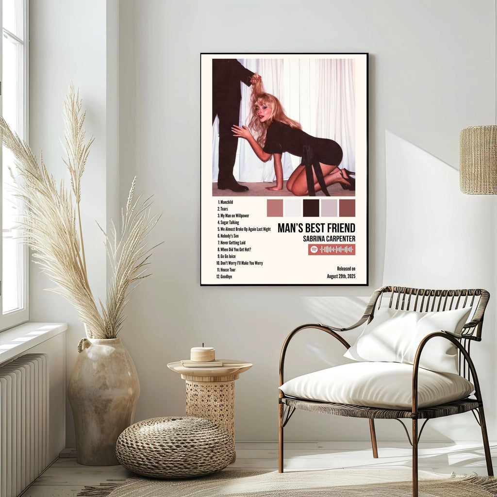Sabrina Carpenter Man’s Best Friend Tracklist  | Unframed Bedroom Wall Art album cover poster print wall art decor