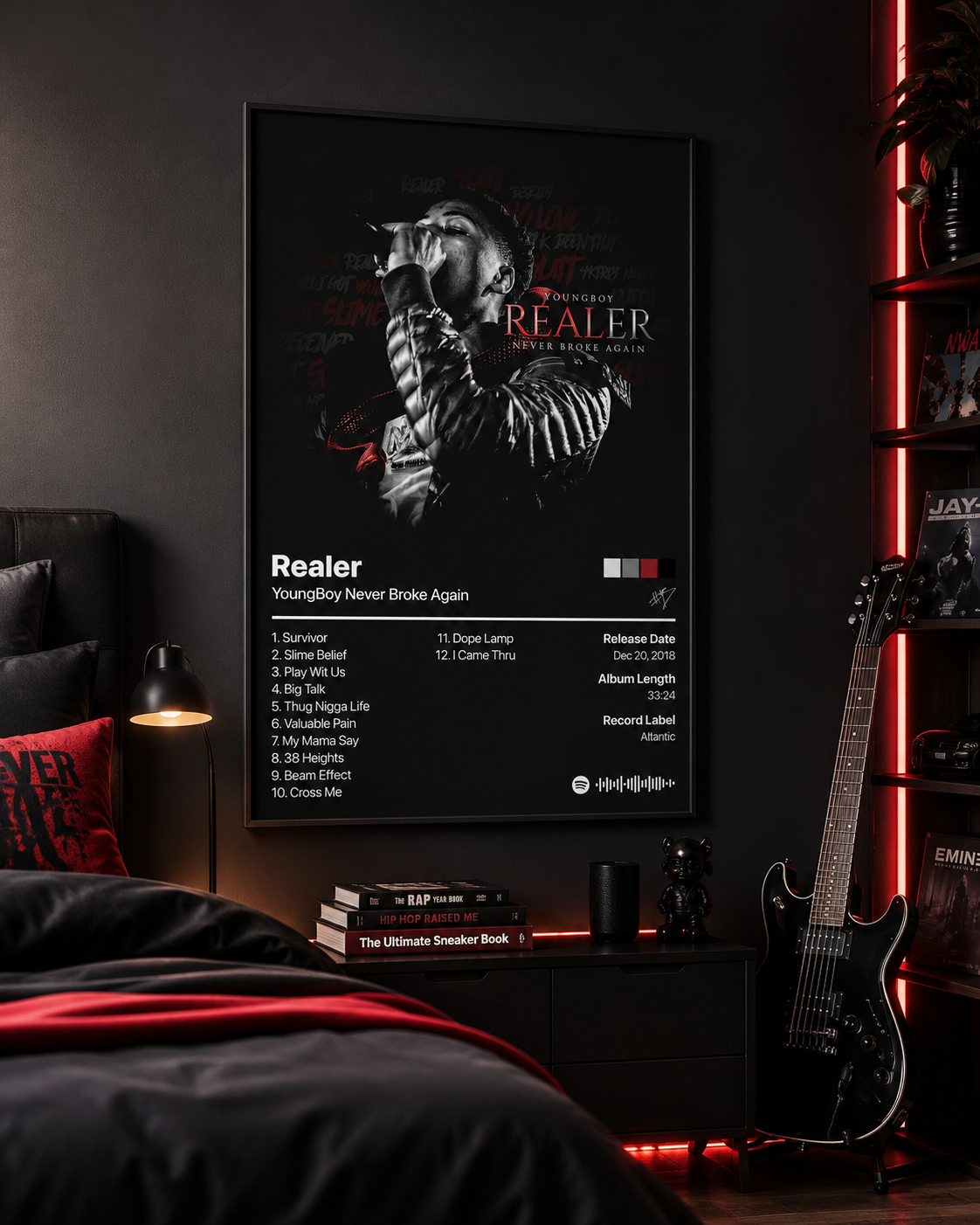 YoungBoy Never Broke Again Realer Tracklist | Unframed Bedroom album cover poster print wall art decor