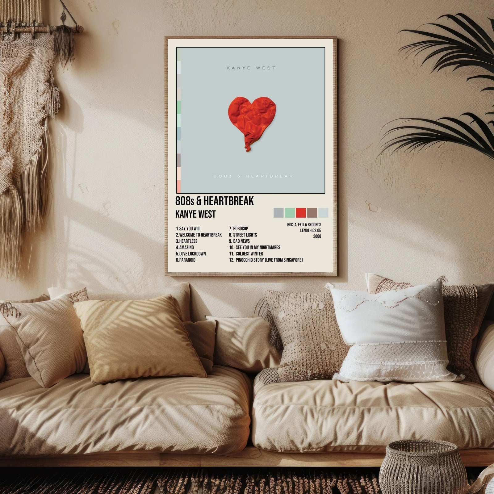 Kanye West 808s & Heartbreak Tracklist album cover poster print wall art decor