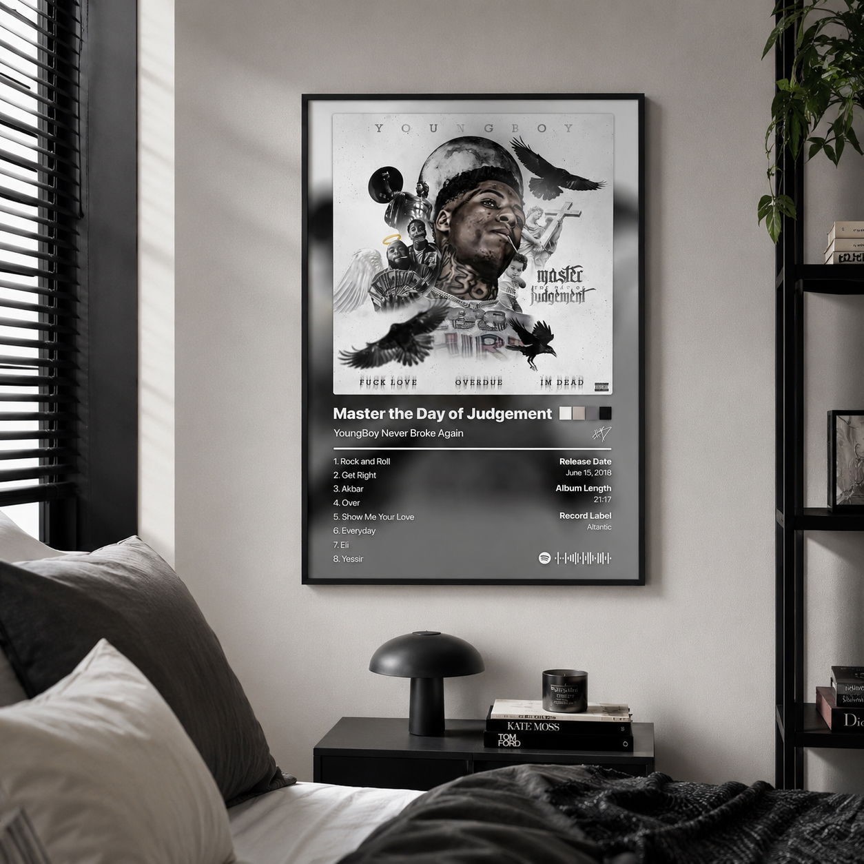 YoungBoy Never Broke Again Master the Day of Judgement Tracklist | Unframed Bedroom album cover poster print wall art decor