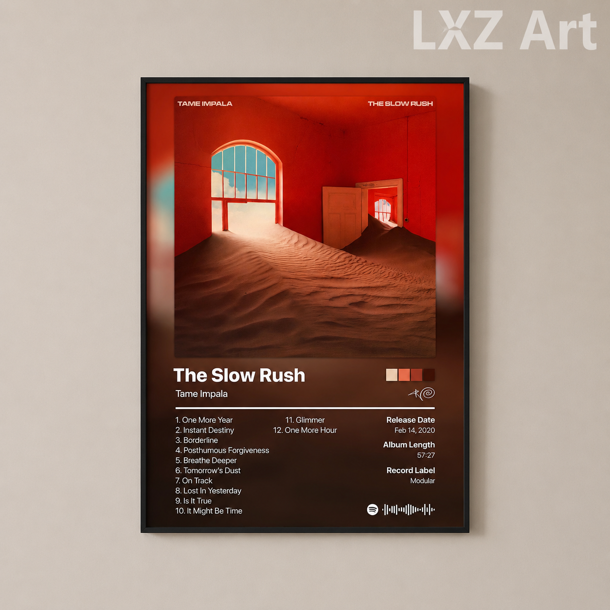 Tame Impala The Slow Rush Tracklist Poster | Unframed Bedroom Wall Art