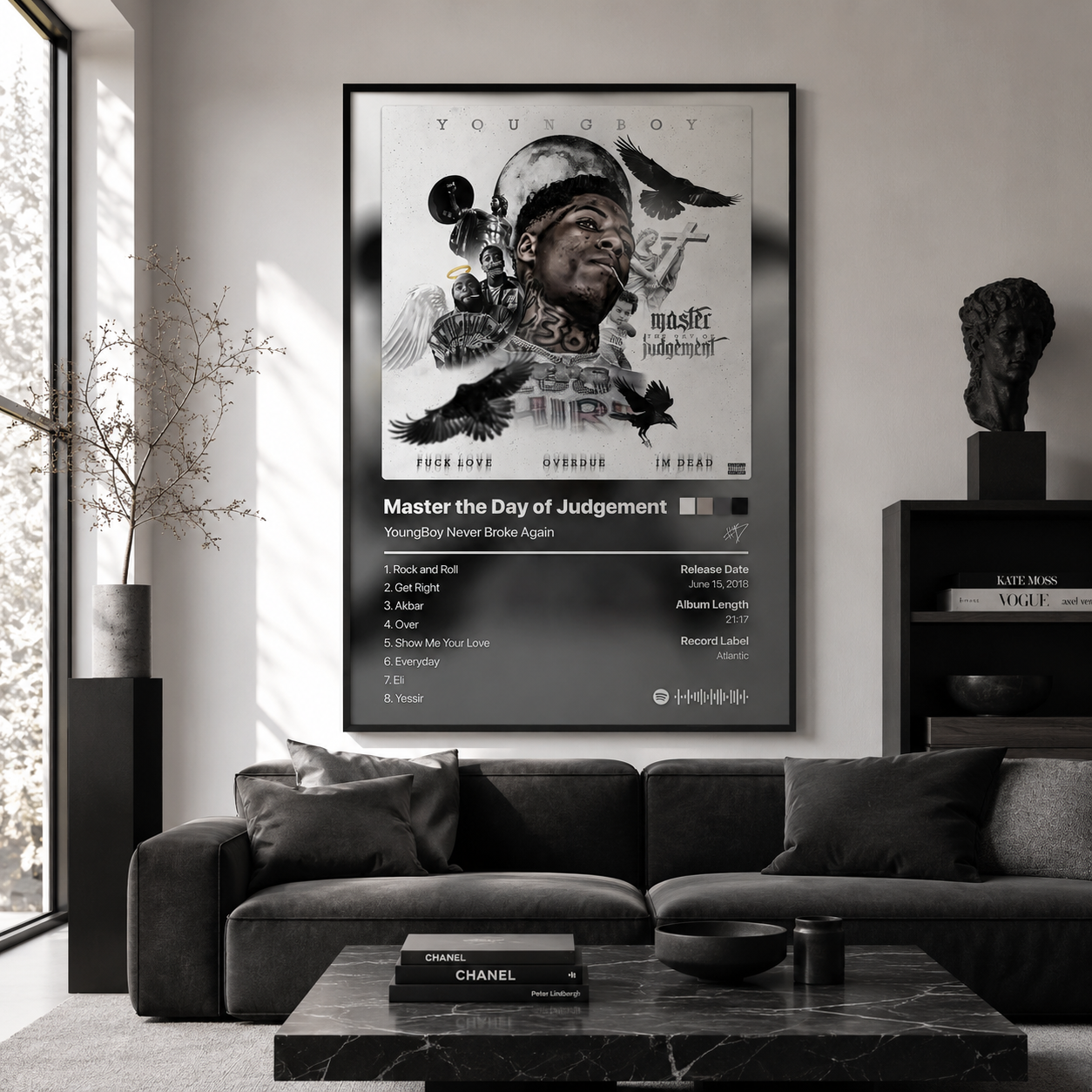 YoungBoy Never Broke Again Master the Day of Judgement Tracklist | Unframed Bedroom album cover poster print wall art decor