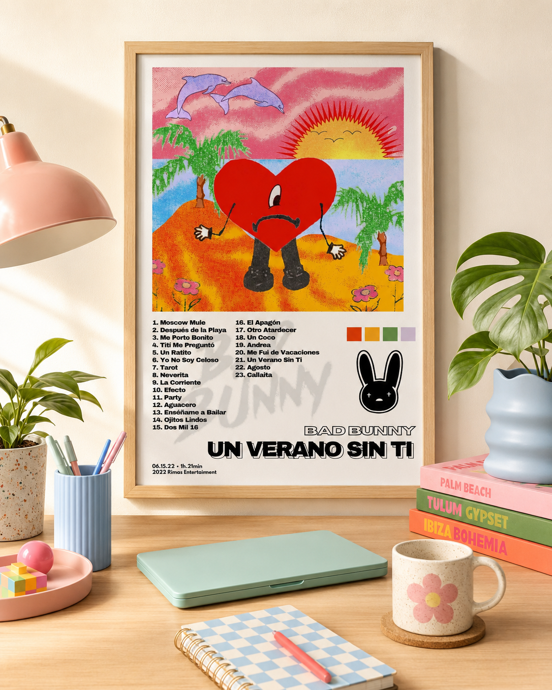 Bad Bunny Un Verano Sin Ti Tracklist | Unframed Bedroom album cover poster print wall art decor