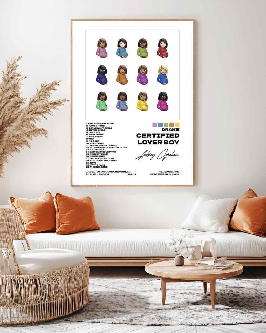 Drake Certified Lover Boy Emoji Grid Canvas Art album cover poster print wall art decor