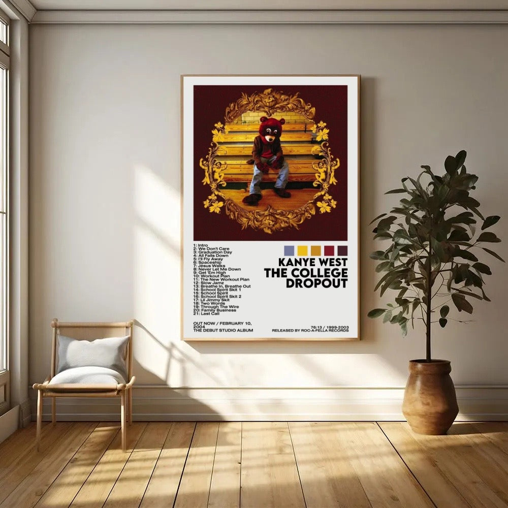 Kanye West The College Dropout Tracklist Wall Art Print album cover poster print wall art decor