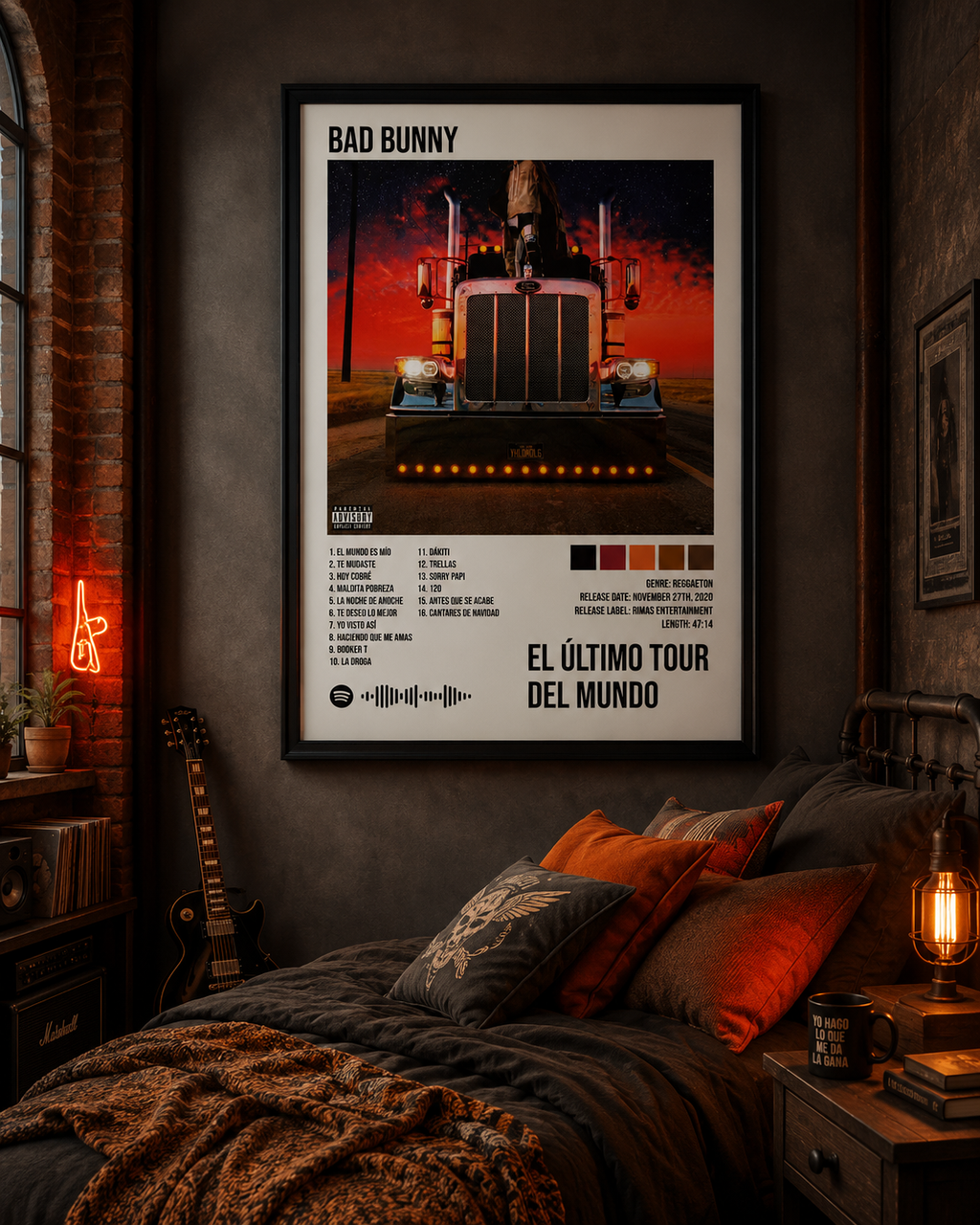 Bad Bunny El Último Tour Del Mundo   | Unframed Bedroom Wall Art album cover poster print wall art decor