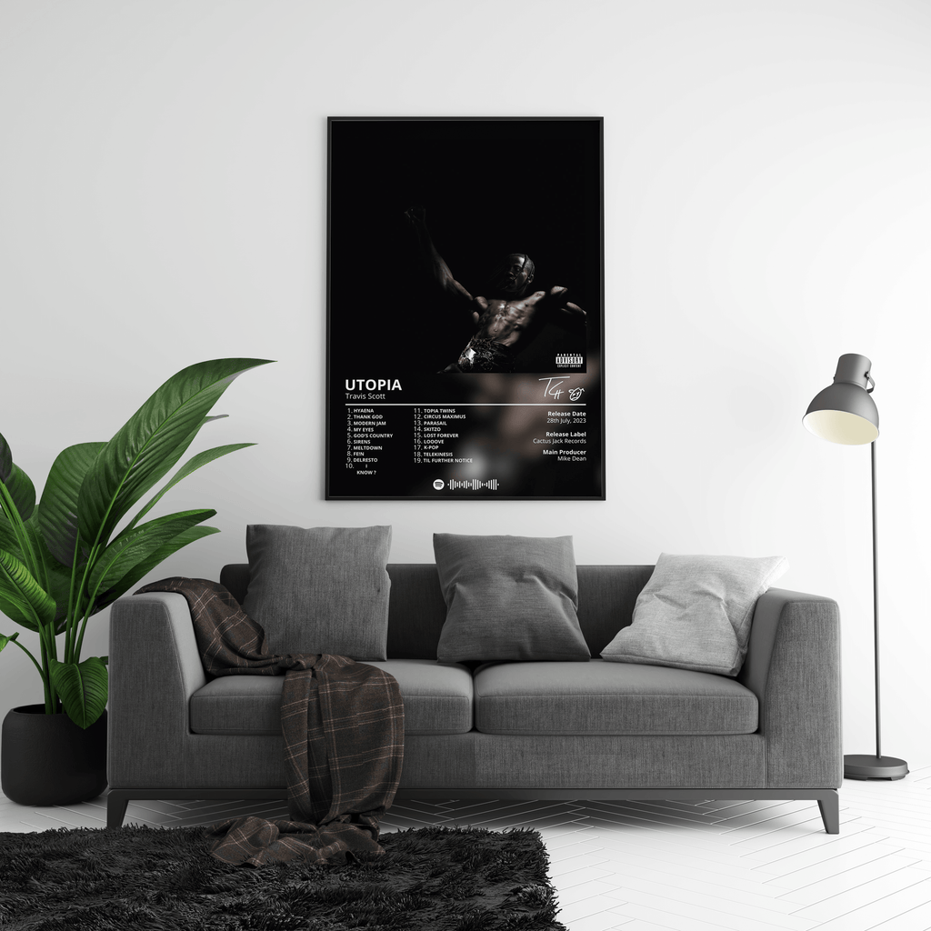 Travis Scott Utopia Tracklist  | Unframed Hip Hop Wall Art album cover poster print wall art decor