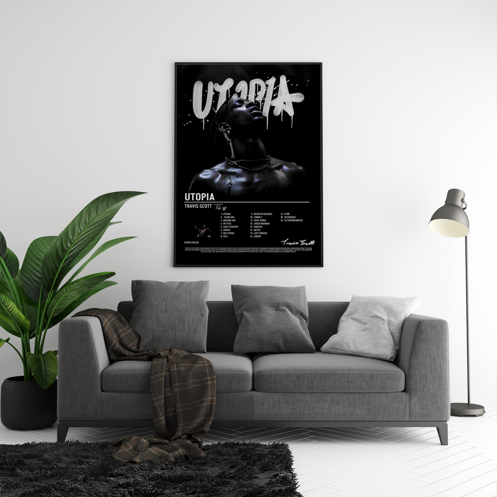 Travis Scott Utopia Tracklist  | Unframed Bedroom album cover poster print wall art decor