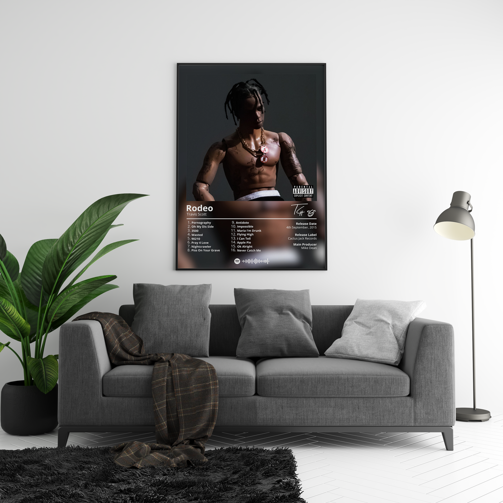 Travis Scott Rodeo Tracklist  | Unframed Hip Hop album cover poster print wall art decor