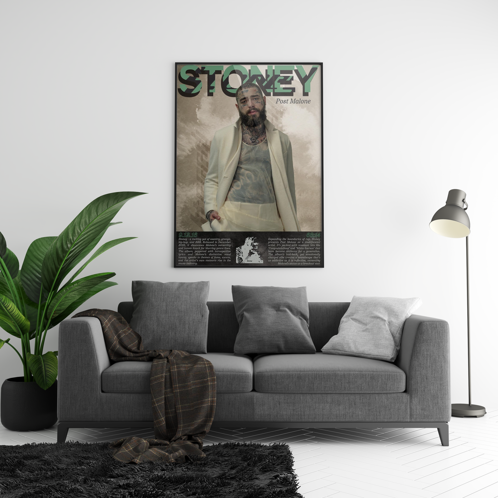 Post Malone Stoney Written album cover poster print wall art decor