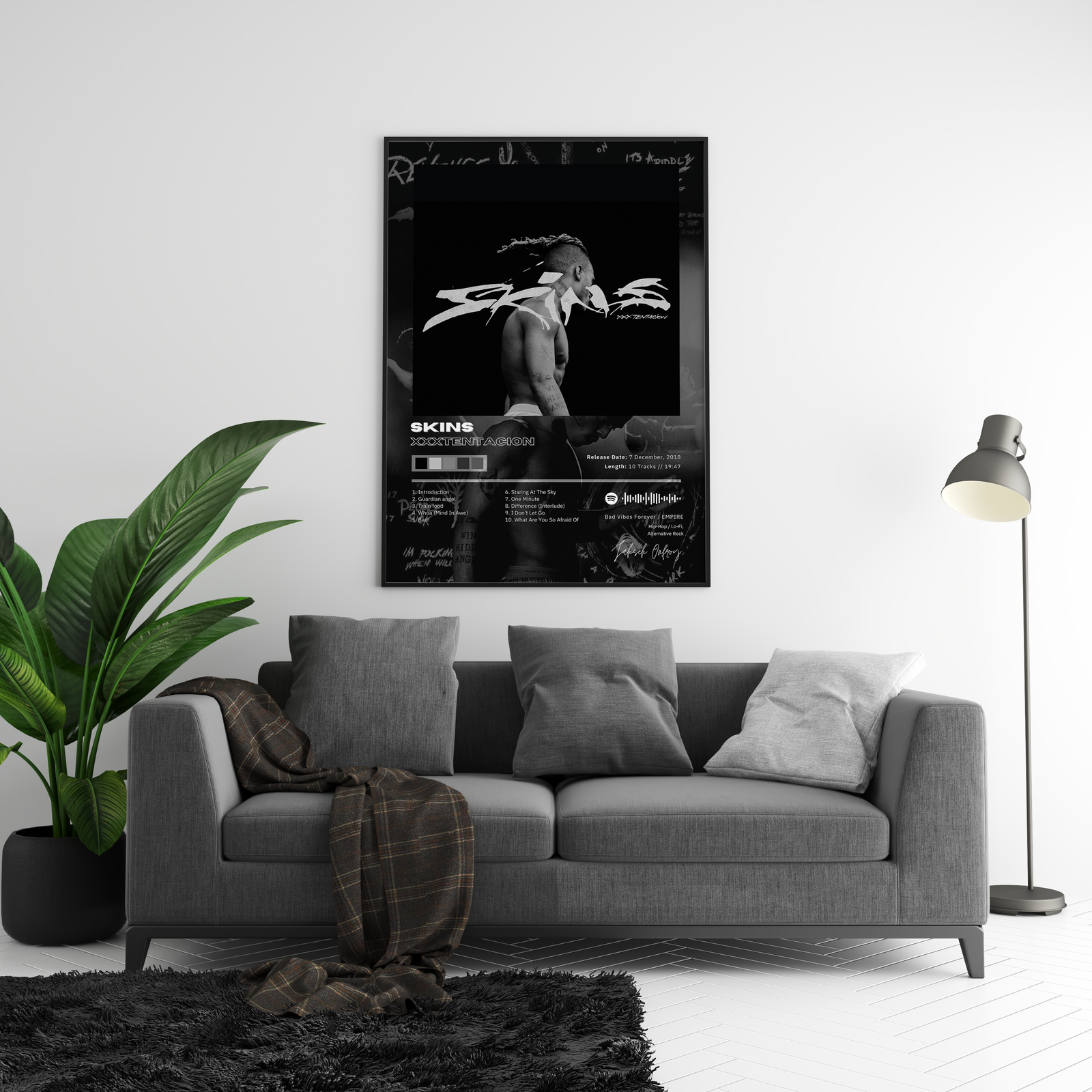 XXXTentacion XXXTENTACION SKINS Tracklist  | Unframed Bedroom album cover poster print wall art decor