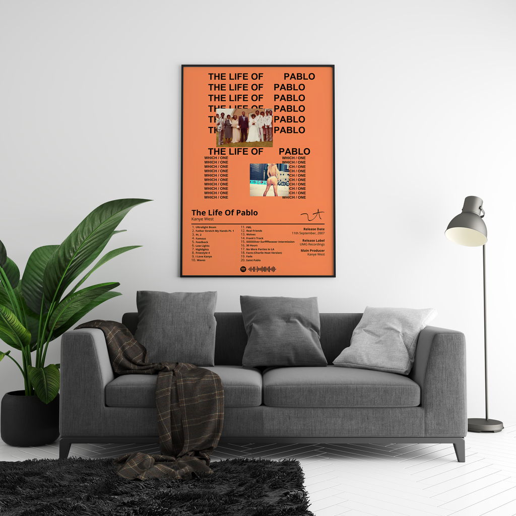 Kanye West The Life of Pablo Tracklist  | Unframed Bedroom Wall Art album cover poster print wall art decor