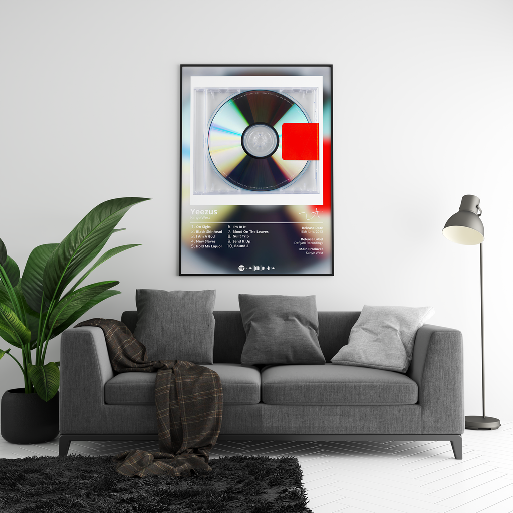 Kanye West Yeezus Tracklist  | Unframed Bedroom Wall Art album cover poster print wall art decor