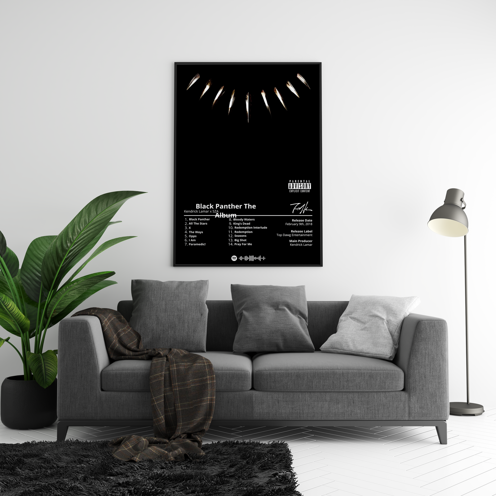 Kendrick Lamar Black Panther album cover poster print wall art decor