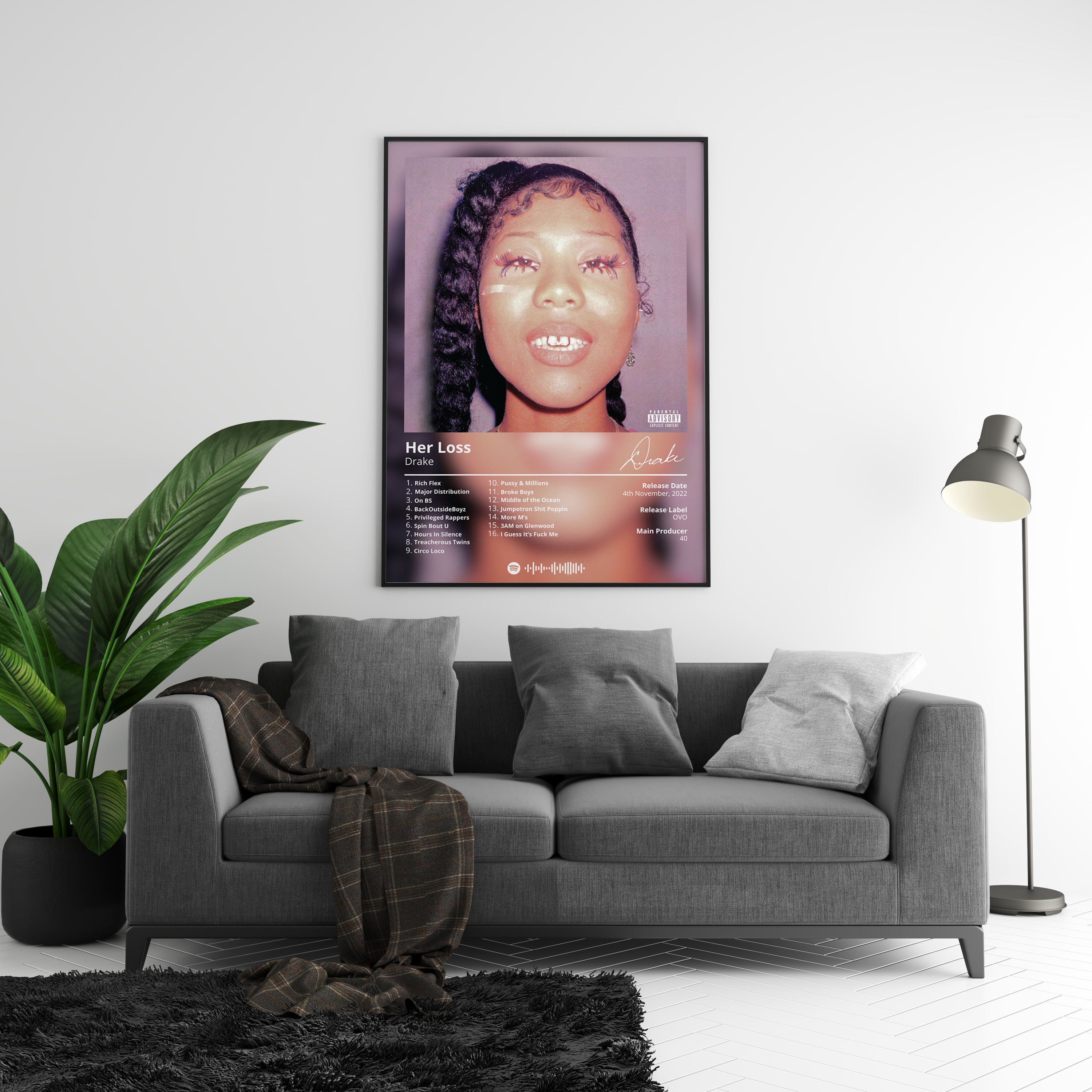 Drake Her Loss Album poster wall art print room decor
